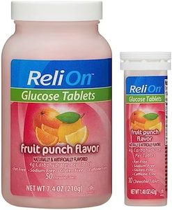 ReliOn Glucose, 50 Tablets with On-The-Go Tube, 10 Tablets. (Fruit Punch)