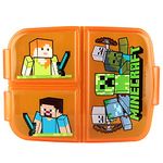 p:os p:os Minecraft Lunch Box for Children with 3 Compartments, Plastic Lunch Box with Clip Closures, Lunch Box for Nursery, School and Leisure