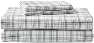 Eddie Bauer - Queen Sheet Set, Warm Breathable Cotton Flannel Bedding with Deep Pockets, Brushed for Extra Softness, Cozy Home Decor, Oeko-Tex Certified (Beacon Hill Ivory, Queen)