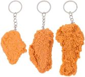 3Pcs Imitation Food Keychain Fried Chicken Keychain Cute Fried Chicken Leg Chicken Wing Car Charm Key Ring Funny