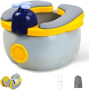 MOEMOE BABY Travel Potty for Toddlers, Portable Potty for Toddlers with PU Cushion, Foldable Baby Potty Training Toilet Carry Potty with Disposable Bag for Car, Camping, Indoor, Outdoor, Grey