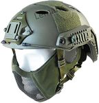 PJ Tactical Fast Helmet/Tactical Airsoft CS Protective Lower Shield Mesh Nylon Half Face Mask With Earmuffs