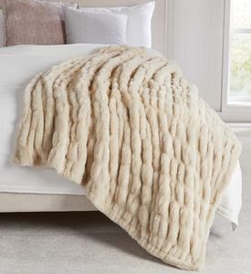 Springtree Home Luxury Micro Plush Throw Blanket | Thick Faux Fur | Beige