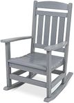 Best Choice Products All-Weather Rocking Chair, Indoor Outdoor HDPE Porch Rocker for Patio, Balcony, Backyard, Living Room w/ 300lb Weight Capacity, Contoured Seat - Gray