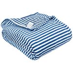 BSB HOME Polyester Premium Jacquard Plush Double Blanket | 300 GSM Lightweight Cozy Soft for Bed, Sofa, Couch, Travel & Camping| 220X230 Cm Or 86X90 Inches|Blue & White