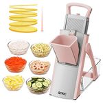 Safe Mandoline Food Slicer for Kitchen, Multifunctional Vegetable Chopper, Mandoline Potato Slicer with 35+ Presets & Thickness Adjuster, French Fry Cutter, Veggie Dicer for Meal Prep Pink