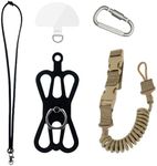 Supkeyer Universal Phone Lanyard Holder, Fishing Phone Tether+Ring Grip, Phone Leash Tactical Pistol Lanyard+Clip for iPhone, Tan