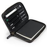 Londo Genuine Leather Padfolio with Pencil Holder Notepad and Zipper Closure (Black) (OTTO483)