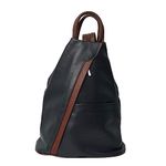 RS.FASHIONS Vera Pelle Genuine Soft Italian Leather Backpack Rucksack/fashion Shoulder Bag (Black with Brown)