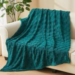 NEWCOSPLAY Super Soft Throw Blanket Dark Teal Premium Silky Flannel Fleece 3D Checkered Lightweight Bed Blanket All Season Use (Dark Teal Checkered, Throw(50"x70"))