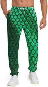 ISMV Fish Scale Pants Men's Sweatpants Halloween Pants Jogger Pants Costumes Running Pants Green