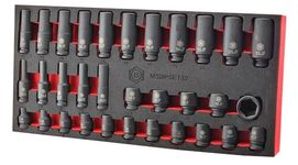 Britool Hallmark 32pc Standard & Deep Impact Socket Set (6-Point) 7-22mm - 3/8" Drive