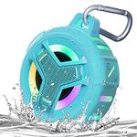 EBODA Waterproof Bluetooth Shower Speaker, IPX7 Floating Wireless Portable Speakers, True Wireless Stereo Speaker with Crisp Sound, 2000mAh with LED Light Show for Kayaking, Beach, Gifts-Sky Blue