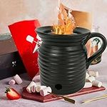 Hpoeude Black Ceramic Tabletop Fire Pit, Table Top Fire Pit, Mini Small Fire Pit Bowl, Outdoor Indoor Portable Fireplace