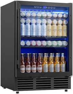 ICEVIVAL 24 Inch Beverage Refrigerator, 180 Cans Under Counter Beverage Fridge with Glass Door, LED Light, Built-in or Freestanding Beer Fridge for Soda, Water, Wine - Home, Bar or Office