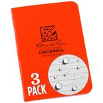 Rite in the Rain Weatherproof Mini Stapled Notebook, 3.25" x 4.625", Orange Cover, Universal Pattern, 3 Pack (No. OR71FX-M)