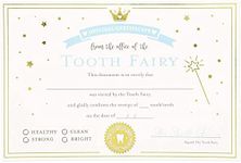 Juvale Tooth Fairy Paper Certificate with Gold Foil for Kids (4 x 6 in., Ivory, 32 Pack)