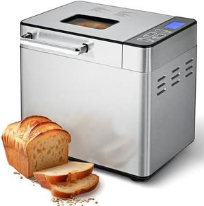 EUHOMY Bread Maker Machine 2LB Bread Maker for 3 Loaf Sizes & 3 Crust Colors - Ideal for Family Gifts, Breadmaker with Stainless Steel and Fruit & Nut Dispenser, Gluten Free