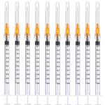 25Pack 1ml/cc Disposable Sterile Syringes with 25Ga, Plastic Measurement Syringe Luer Lock, Single Individually Packaged