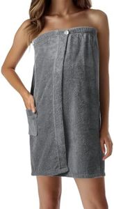 JEMIDI Sauna Towelling Kilt Sarong M-XXL Anthracite 100% Cotton Sauna Kilt Sauna Sarong Sauna Towel (Ladies Anthracite Without Embroidery)