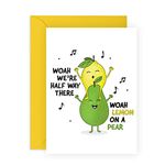 Central 23 Funny Birthday Cards for Men Women Him Her - 'Lemon on a Pear' - Funny Greeting Card for Mom and Dad Male Female - Happy Birthday Cards - Comes With Fun Stickers