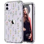 ICEDIO for iPhone 11 Case with Screen Protector,Clear with Cute Flower Garden Patterns for Girls Women,Shockproof Slim Fit TPU Cover Protective Phone Case for Apple iPhone 11 6.1 inch