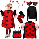 Janmercy Ladybug Wings Costume Kit for Women Kids Halloween Ladybird Girls Cosplay Costume Accessories for Dress up Party (130)