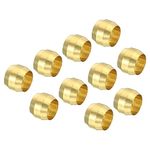 PATIKIL 1/4" Tube OD Brass Compression Sleeves Ferrules 20Pcs Brass Ferrule Fittings 6.5mm Brass Compression Fitting Assortment Kit