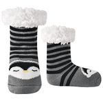 Fuzzy Socks Kids Winter Warm Slipper Socks Toddler Cute Christmas Thick Thermal Socks Baby Girls Boys (Grey Penguin, 3-6 Years)