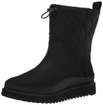 TOMS Women's Makenna Snow Boot, Black/Black Leather and Ridged, 4 UK