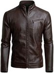 Fairylinks Men's Casual Faux Leather Jacket, Chocolate, X-Large