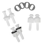 Hibbent Universal Toilet Seat Hinge Bolt Screw for Top Mount Toilet Seat Hinges, Downlock Nuts can Slip Over Bolts Threads for Rapid Installation without Screwing in-White Plastic Replacement Parts