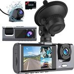 RHSTAO 3 Channel Dash Cam Front and Rear Inside, 2K+1080P Dash Camera with 32GB SD Card for Car, Triple Dash Cam Three Way Car Camera with IR Night Vision, Loop Recording, G-Sensor, Parking Monitor