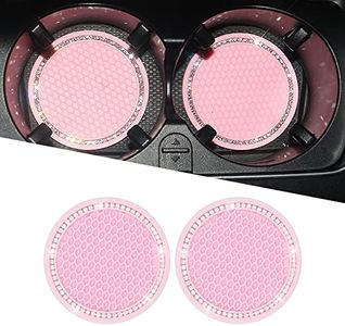 Fogfar Pack-2 Bling Car Cup Holder Coasters, 2.76 Inch Auto Anti Slip Cup Holder Insert Coasters, Universal Anti Slip Cup Holder Coasters (Pink)