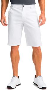 Men's Golf Shorts with 5 Pockets 11" Inseam Stretch Quick Dry Casual Work Dress Shorts for Men, White, 34