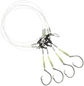 Rite Angler Deep Drop Snagger Rig, 5 Mustad Circle Hooks with Glow Sleeves, Fluorocarbon Metal, Saltwater Deep Sea Fishing Gear 400lb Test Monofilament, 16/0 Bottom Fishing Rig