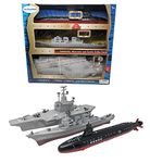 Toy Essentials Adult Aircraft Carrier Submarine And Battleship Destroyer Combo With 8 Mini Fighter Jets Black