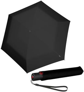 Knirps U.200 kompakter, leichter Reise-Regenschirm in Schwarz, automatisches Öffnen und Schließen, 4-in-1-Hitzeschutz, LSF 50+, blockiert 99,95 % UV-Strahlung, reduziert Temperatur 40 %, reduziert