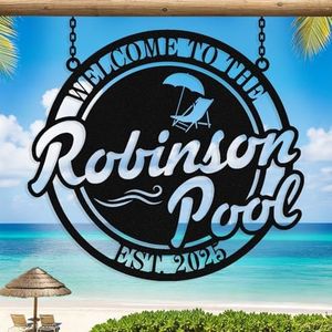 Custom Metal Pool Signs for Outside, Personalized Poolside Oasis Metal Sign, Customized Pool Signs Palm Tree Wall Decor Art, Custom Backyard Swimming Hanging Sign for Outdoor Patio Pool