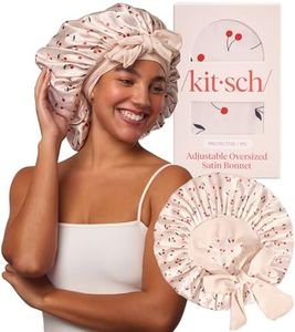 Kitsch XL Satin Haarhaube zum Schlafen – Weicher als Seide | Bonnet Satin für Damen | Schlafhaube für Lockiges Haar – Verhindert Haarbruch & Frizz – Cherry