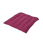 HOMESCAPES - Seat Pad - Plum - 40 x 40 cm - Indoor - Garden - Dining - Chair Cushion with a Button Tie Handle to fix to Chair - 100% Cotton - Well Filled - Easy Care - Washable At Home