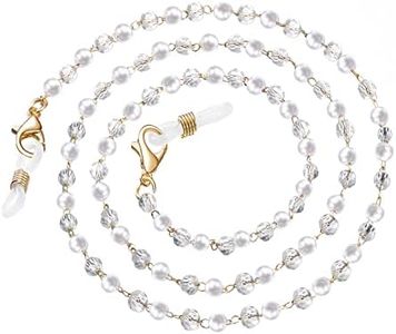 humlbird Mask Lanyard Eyeglasses Chain mask holders around neck Crystal Beaded Sunglasses Chains with Pearl for Women White & Pearl