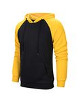 MANLUODANNI Men's Pullover Hoodies Hooded Sweatshirt Patchwork Top Casual Hoody with Kangaroo Pocket Yellow Black M