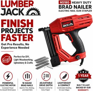 Lumberjack Electric Brad Nailer Stapler – Heavy Duty for Carpentry & Upholstery, Includes Staples & Nails