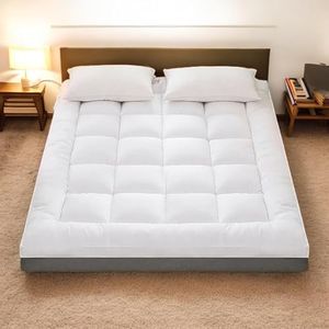 Pro Home Surmatelas 1400 g/m² extra épais de 10 cm, de qualité hôtelière, en microfibre, 4 sangles élastiques, hypoallergénique, doux et ferme (King size (152 x 200 x 10 cm)