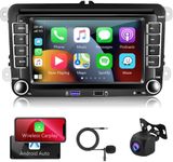 Android Double Din Car Stereo Radio with Wireless Apple CarPlay Android Auto for VW Passat Jetta Golf TOURAN SEAT, 7 Inch Touchscreen with USB Bluetooth GPS Navigation WiFi HiFi SWC Backup Camera