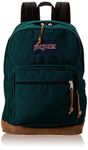 JanSport Right Pack Backpack - School, Travel, Work, or Laptop Bookbag with Suede Leather Bottom with Water Bottle Pocket, Deep Juniper