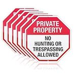 KOTTO Posted Signs No Trespassing No hunting signs, Posted Signs No Hunting or Trespassing Signs, Heavy Duty, Weather Resistant, 6 Pack 12" Rustproof Aluminum Posted Signs