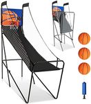 Goplus Foldable Indoor Basketball Arcade Game, Electronic Basketball Single Shootout Games Machine with 3 Balls, LED Scoreboard and Inflation Pump
