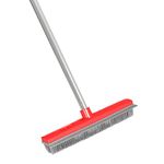 Stanley Home Products Rubber Broom with Adjustable Handle – for Carpets Floors Stairs Upholstery – Electrostatic Action Removes Pet Hair Lint Fuzz Dirt – Built-in Squeegee Tackles Wet Messes